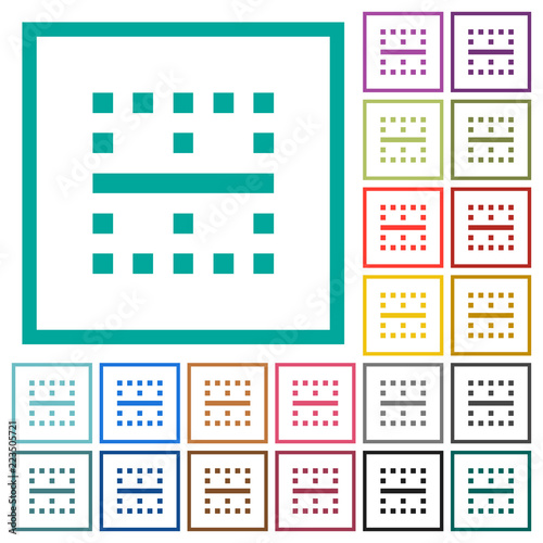Horizontal border flat color icons with quadrant frames