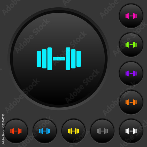Gym dark push buttons with color icons