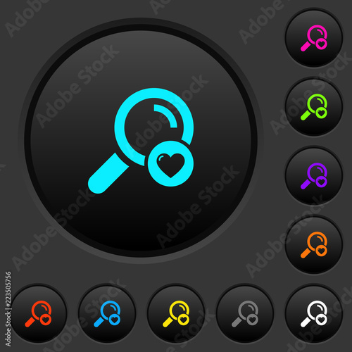 Favorite search dark push buttons with color icons