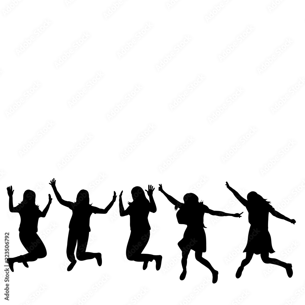  silhouette set of girl jumping