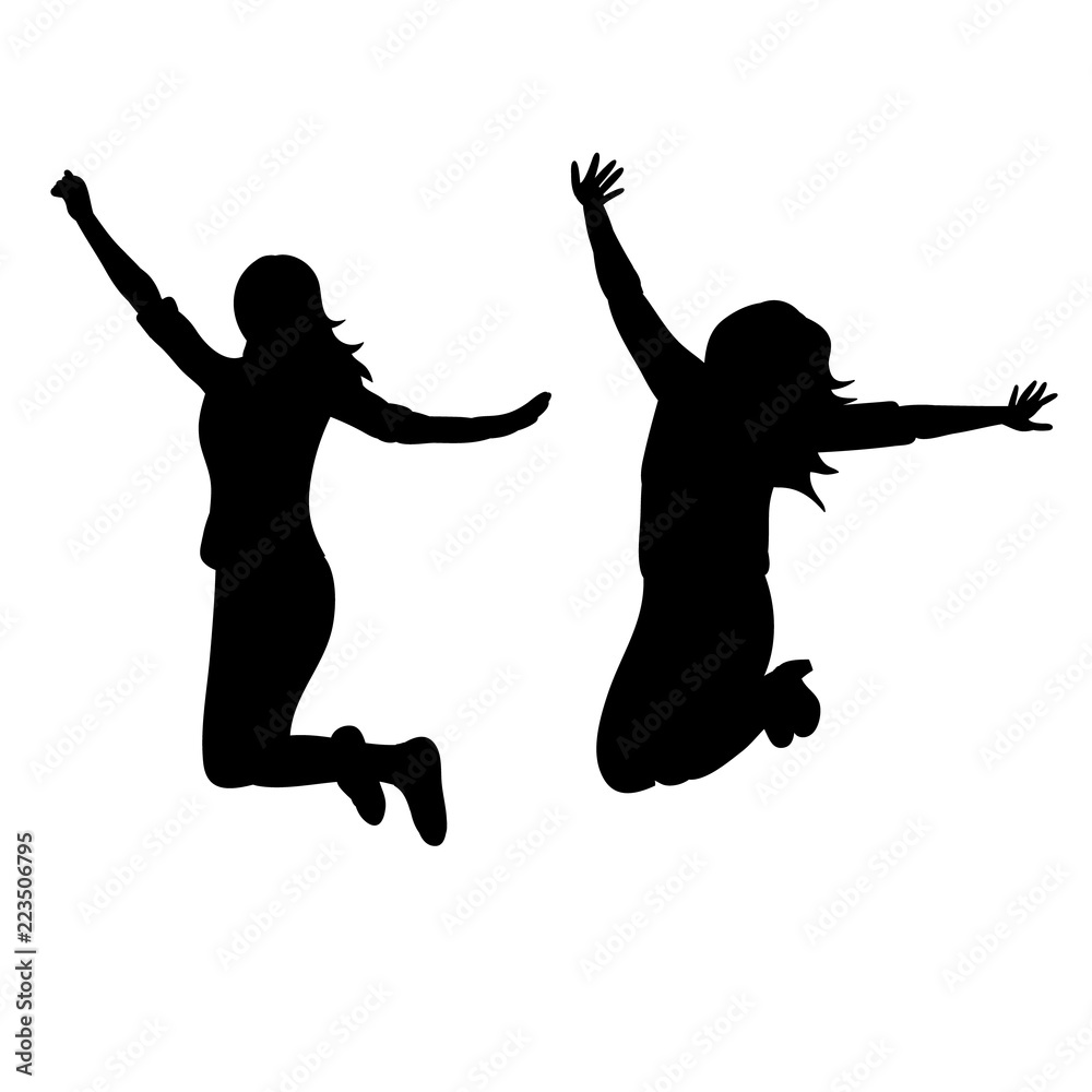 Naklejka premium silhouette set of girl jumping