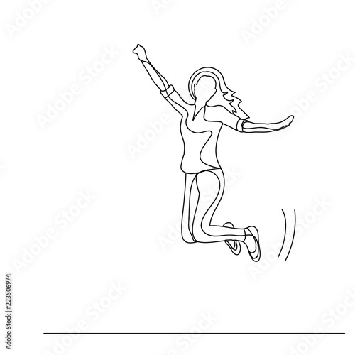 sketch, lines girl jumping