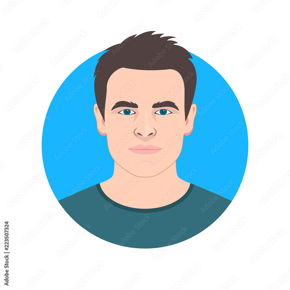 Male avatar human faces Set of people icons in flat style with faces on  circle background Vector men character Flat vector design Illustration  Stock Vector Image  Art  Alamy