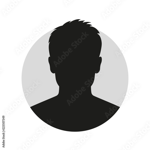 Male face silhouette or icon. Man avatar profile. Unknown or anonymous person. Vector illustration.