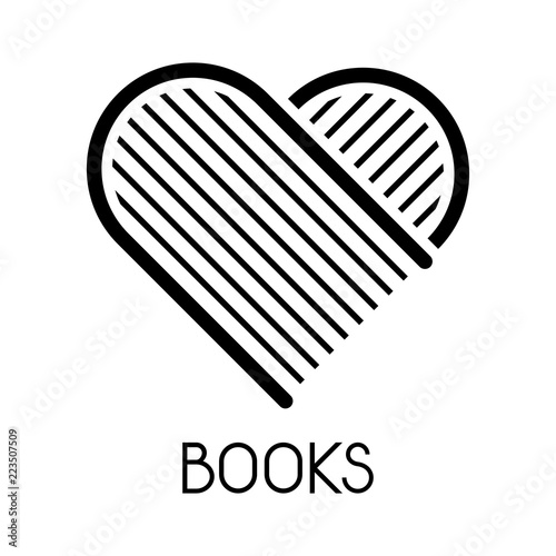 Logotipo BOOKS como corazon con libros en color negro