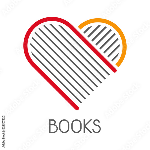 Logotipo BOOKS como corazon con libros en colores