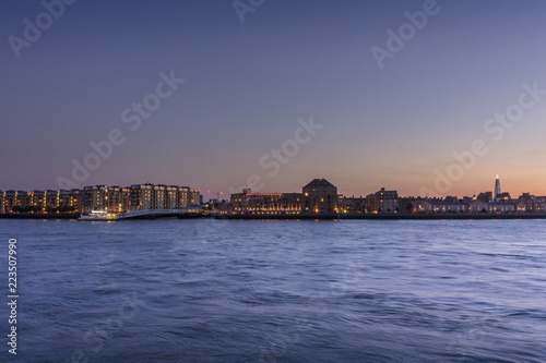 Wallpaper Mural Canary wharf riverside dusk view, London city. Torontodigital.ca