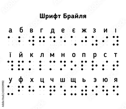 Braille Ukrainian alphabet letters - isolated vector illustration