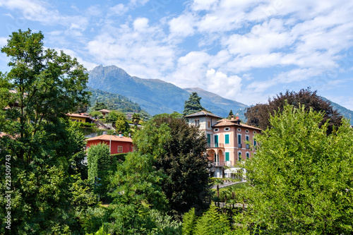 Menaggio town with trees and buildings