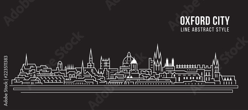 Cityscape Building Line art Vector Illustration design - Oxford city