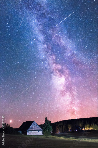 Milky Way and Perseids, view from the Jizera Mountains.