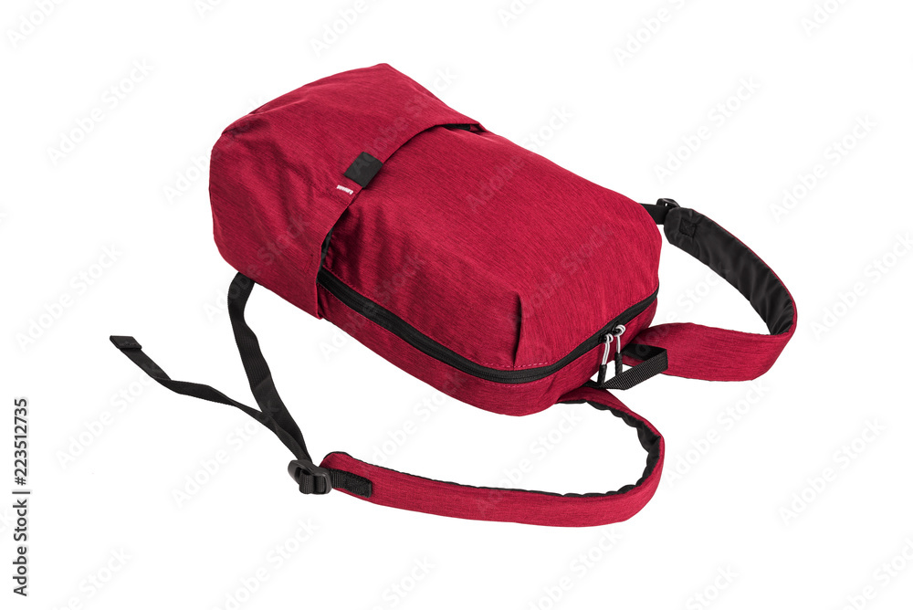 custom made wallpaper toronto digitalRed backpack lies, isolation on a white background.