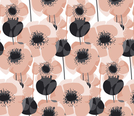 Acrylglasbilder Mohnblumenmuster Pastellrosa Mohnblüten Zartes Blumenmuster  © galyna_p