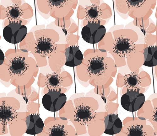 Pastel pink poppy floral se...