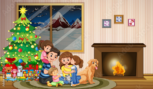 A family celebrating christmas