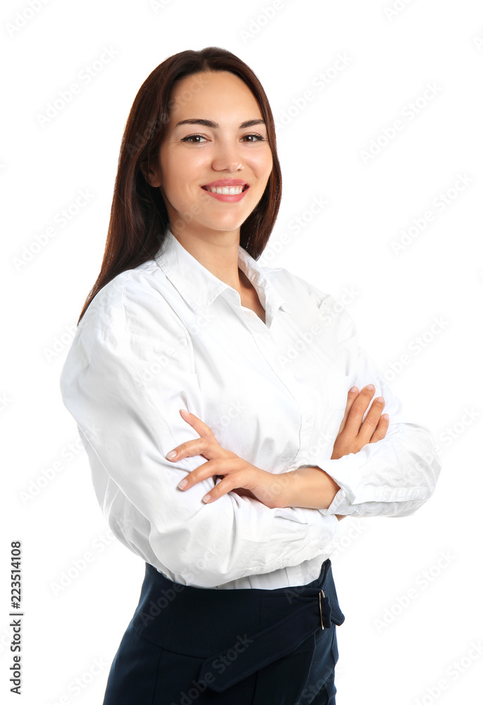 Beautiful businesswoman on white background Beautiful businesswoman on white background