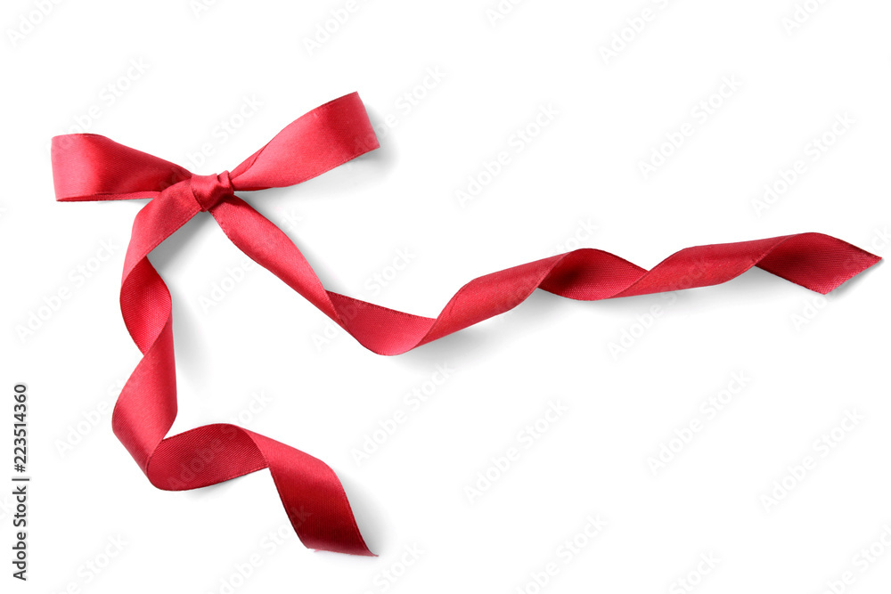 Beautiful bow made from red ribbon on white background Beautiful bow made from red ribbon on white background