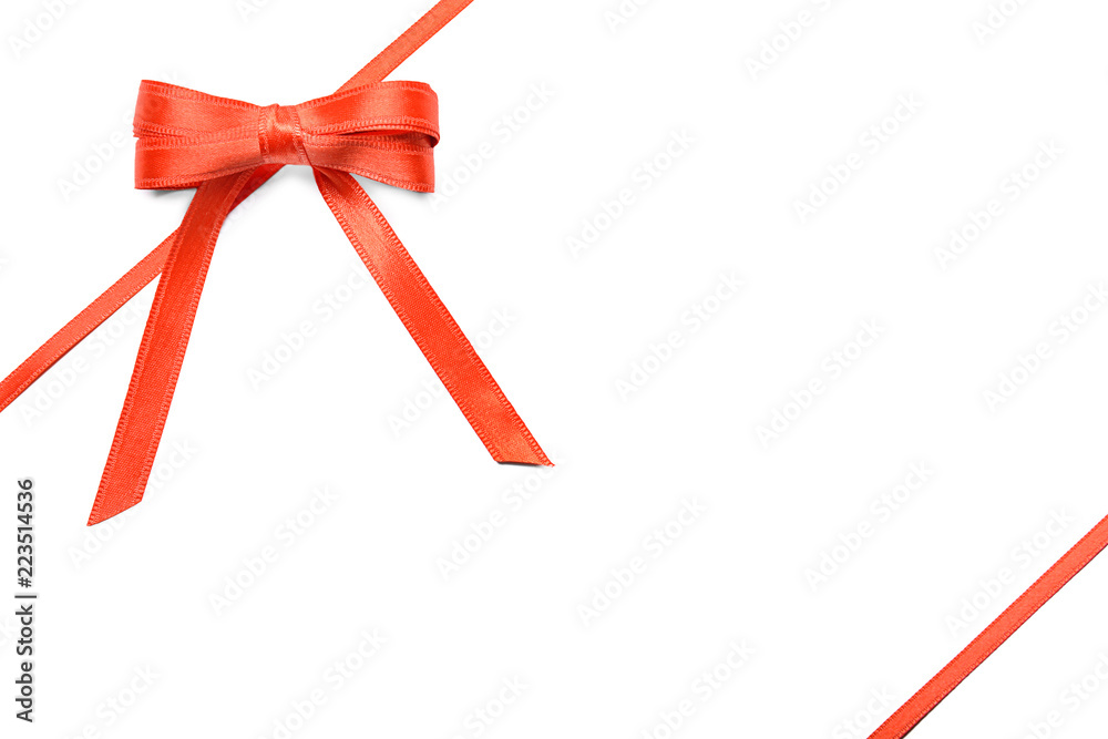 Red ribbons with bow on white background Red ribbons with bow on white background