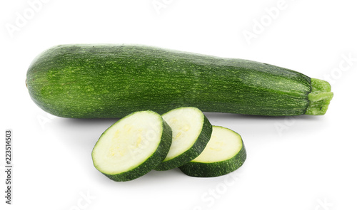 Fresh zucchinis isolated on white