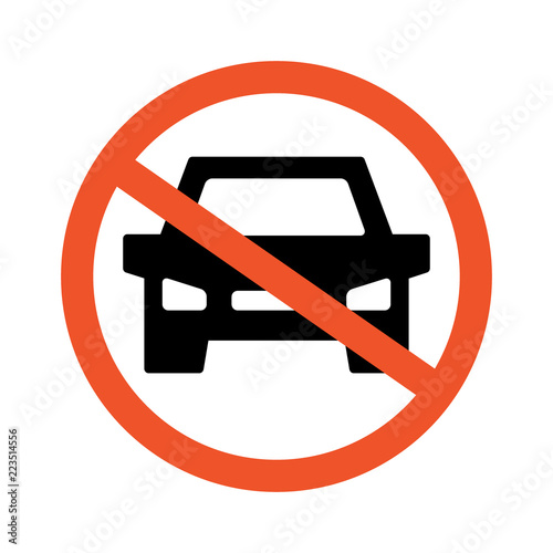 No cars. Road and traffic jam symbol and sign. Prohibiting thoroughfare for all motor vehicles.