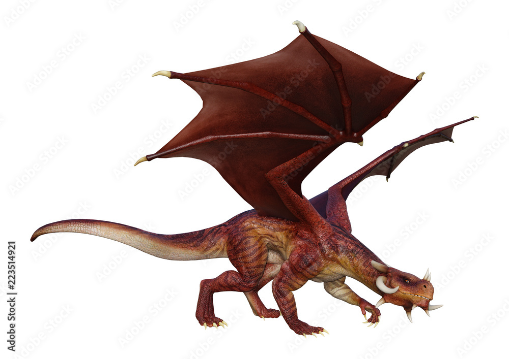 3D Rendering Fairy Tale Dragon on White 3D Rendering Fairy Tale Dragon on White