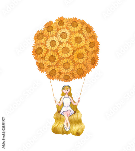 Girl sitting on Swing under...