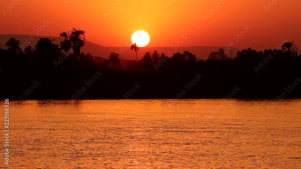 View of Beautiful sunset from a Nile river cruise