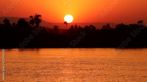 View of Beautiful sunset from a Nile river cruise
