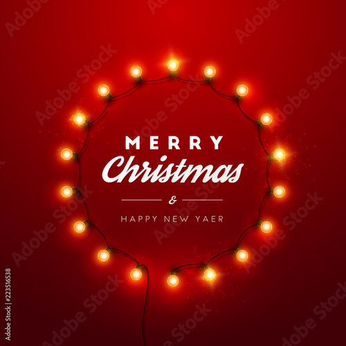 Christmas background with Christmas lights. Vector illustration.