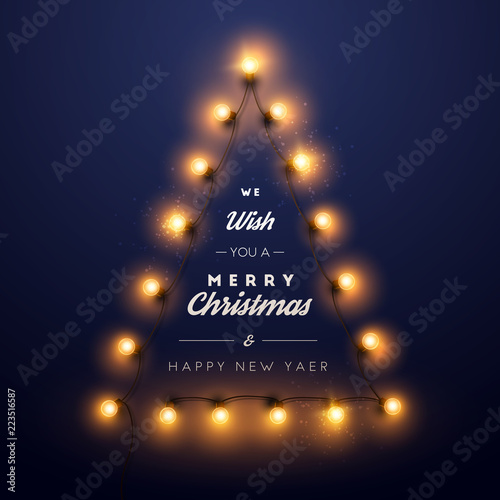 Christmas background with Christmas lights. Vector illustration.