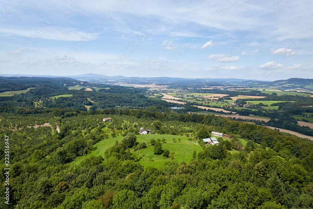 view of the landscape from castle Trosky