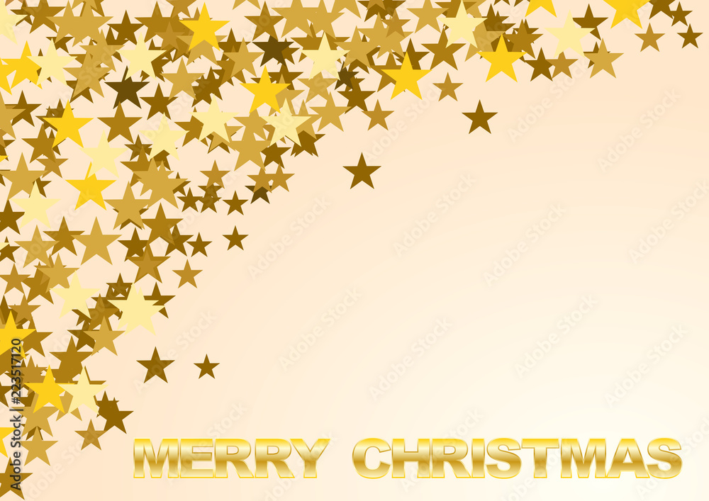 Festive horizontal Christmas background with copy space. Text and golden stars