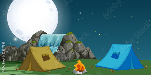 A view of campsite at night