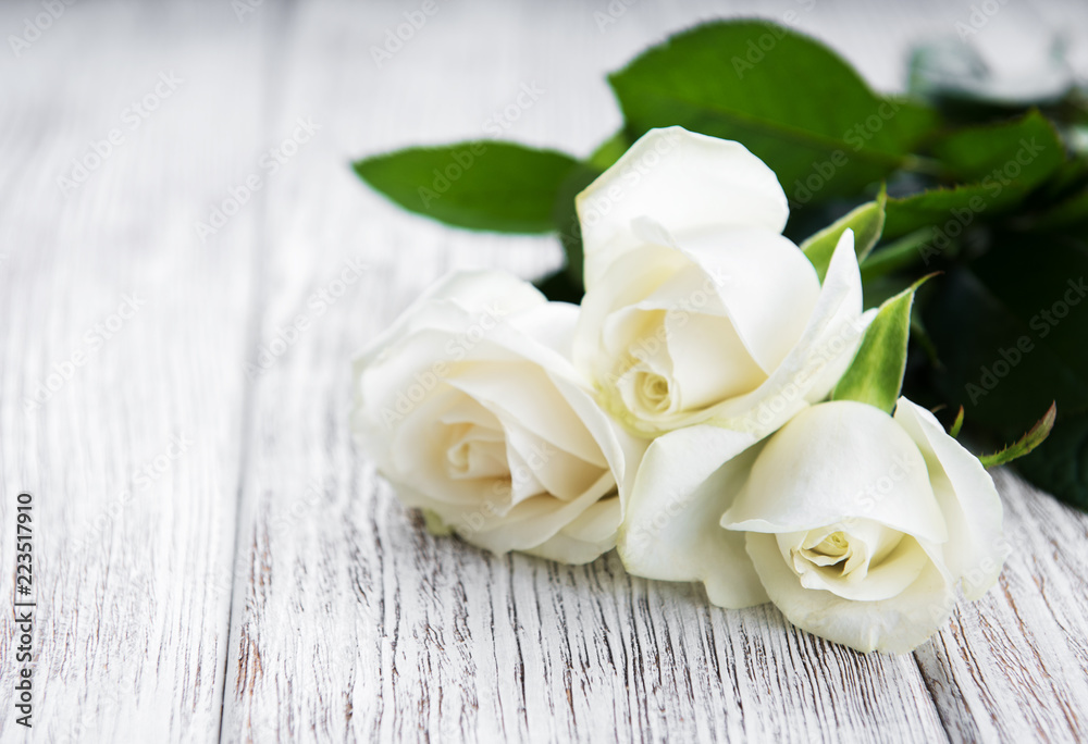 White roses on a table White roses on a table