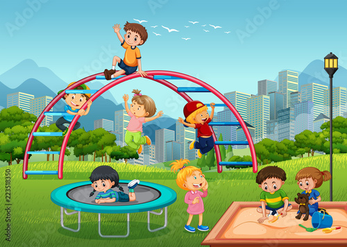 Happy children in playground
