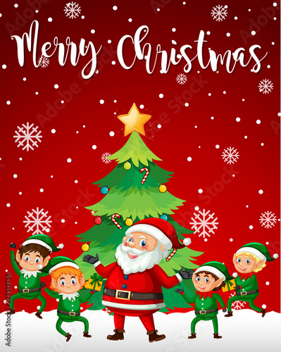 Santa and elf merry christmas template