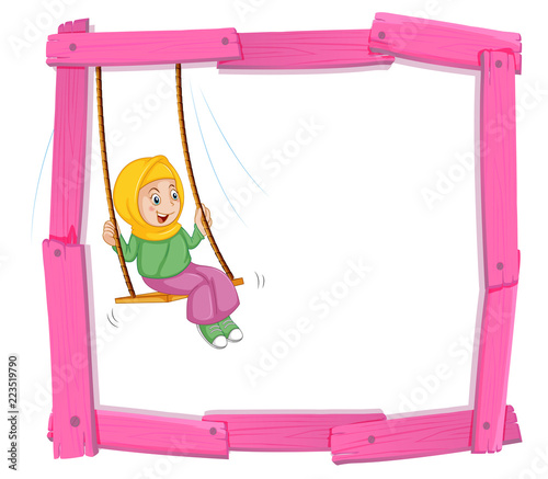 A muslim girl sin on swing frame