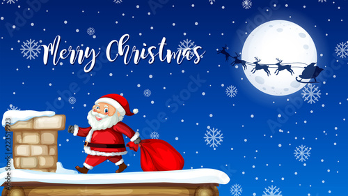 Santa delivery gift from chimney