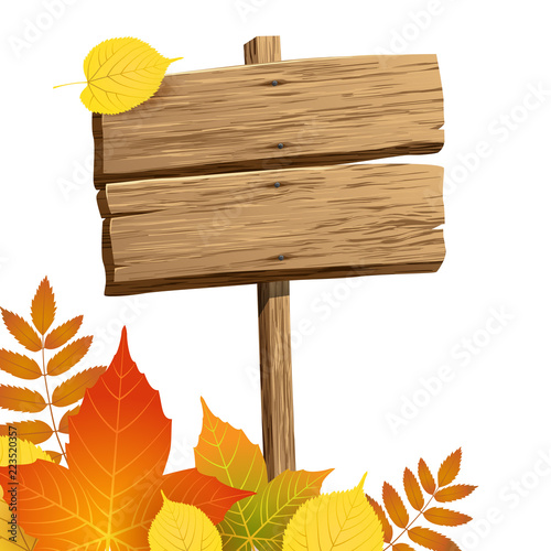 autumn wood signboard