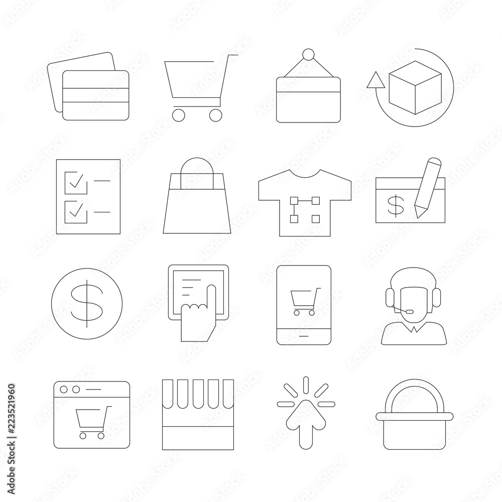 shopping icons, thin line shopping icons, thin line