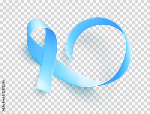 Realistic blue ribbon, world prostate cancer day symbol in november, vector illustration.