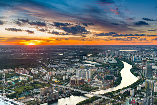 Panoramic view of Moscow. Evening, sunset. © Georgys