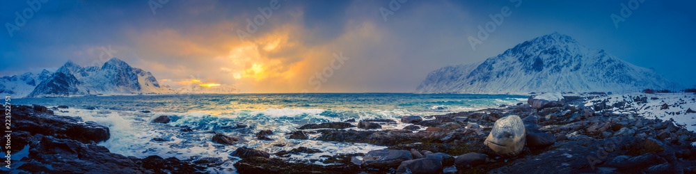 Mountains on a coastal landscape in northern Norway