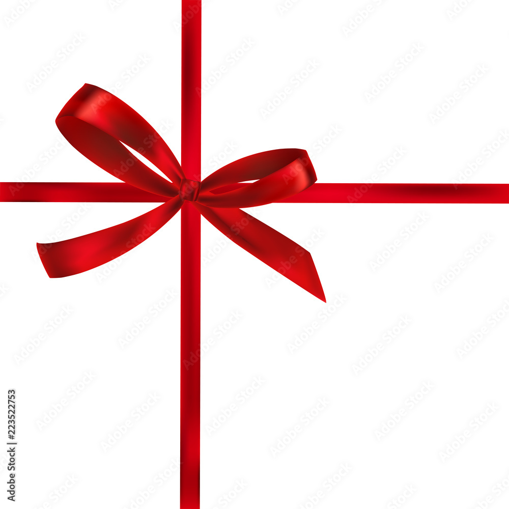 Shiny red satin ribbon on white background. Shiny red satin ribbon on white background.