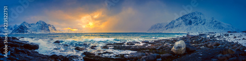 Mountains on a coastal landscape in northern Norway