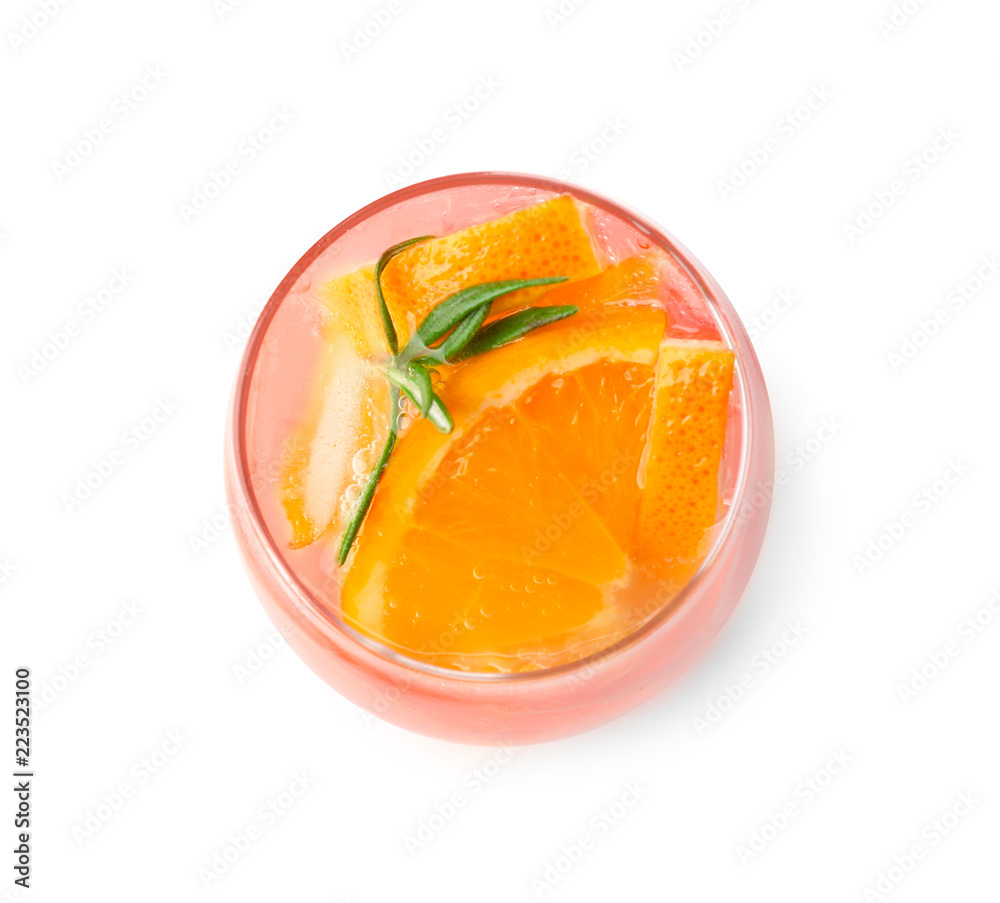 Fresh summer cocktail in glass on white background Fresh summer cocktail in glass on white background