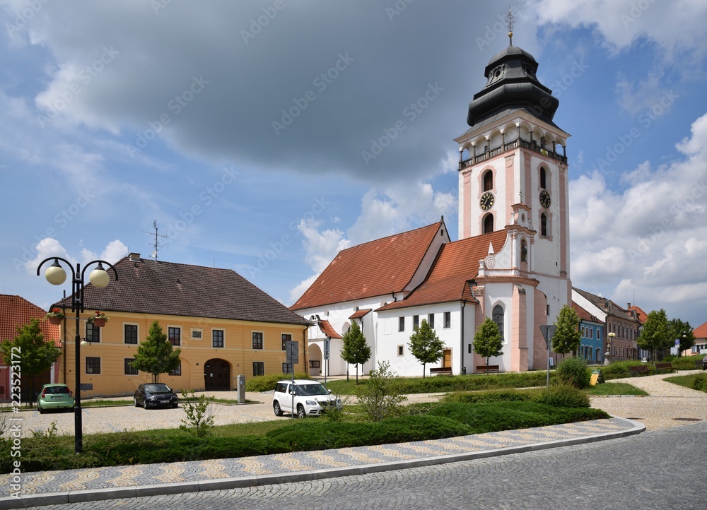 Square with church Bechyne