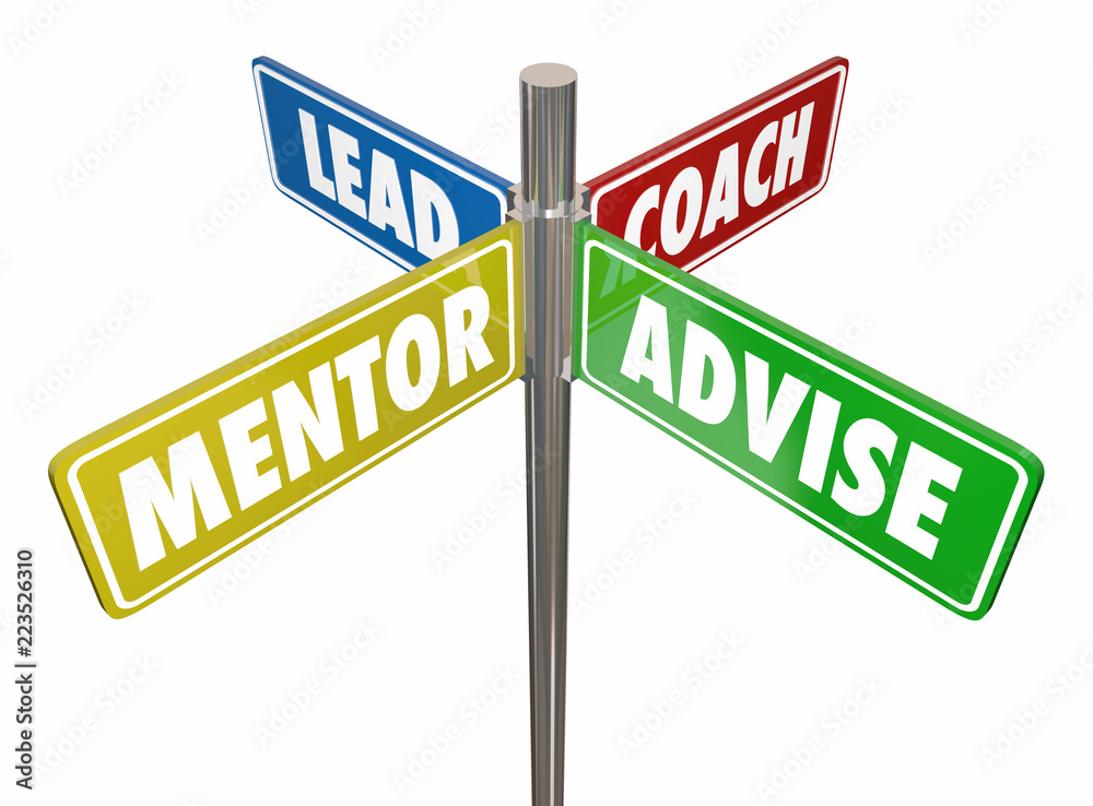 Lead Coach Mentor Advise Signs 3d Illustration Lead Coach Mentor Advise Signs 3d Illustration