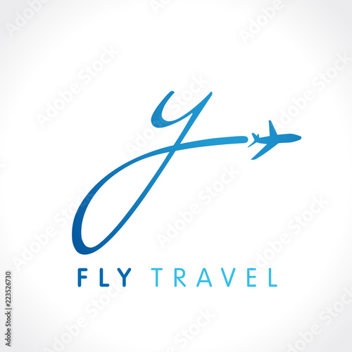 Y letter fly travel company logo. Airline business travel identity brand design with letter "y". Speed travel vector symbol template