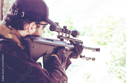 sniper silhouette close up